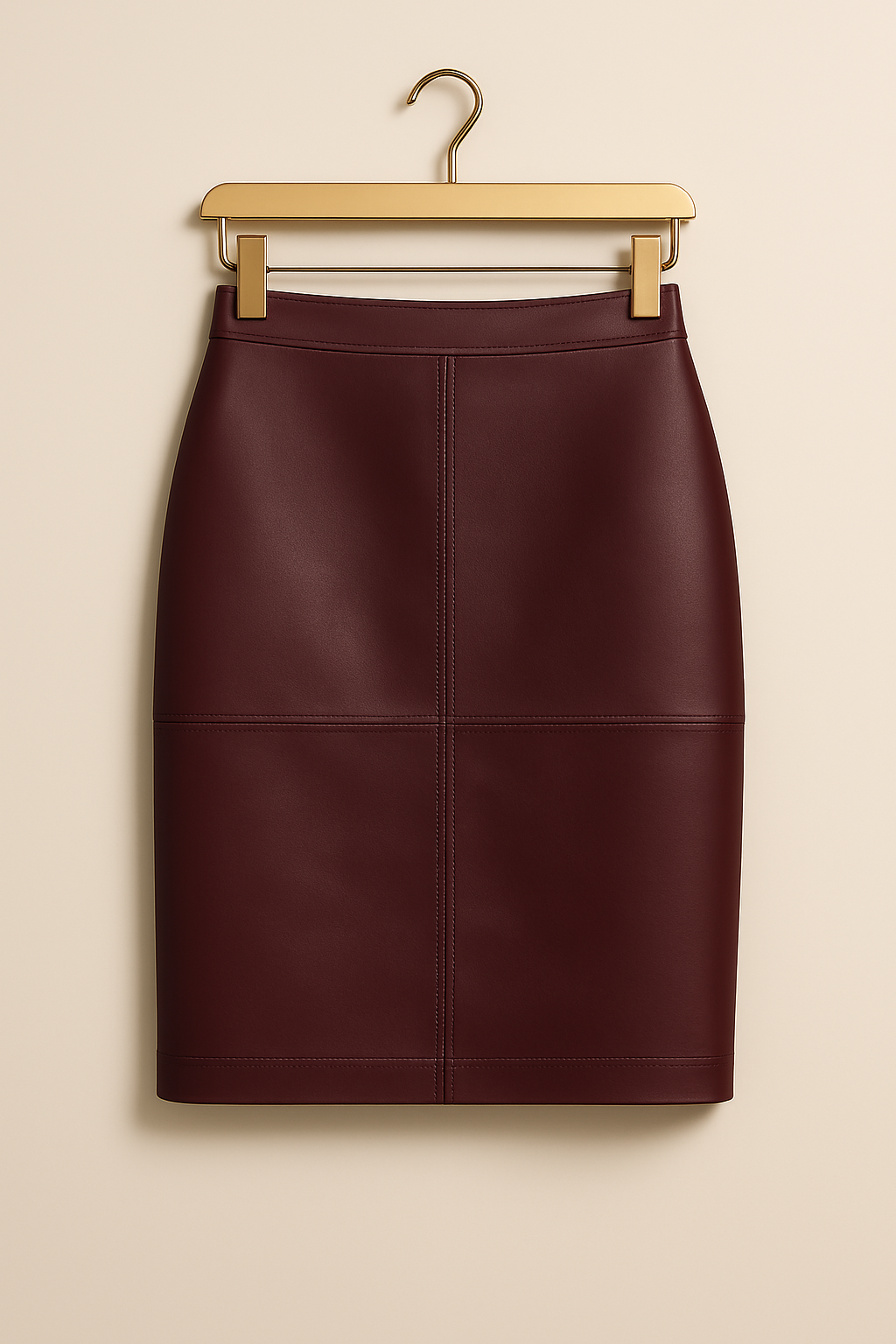 Jupe en cuir véritable – Bordeau