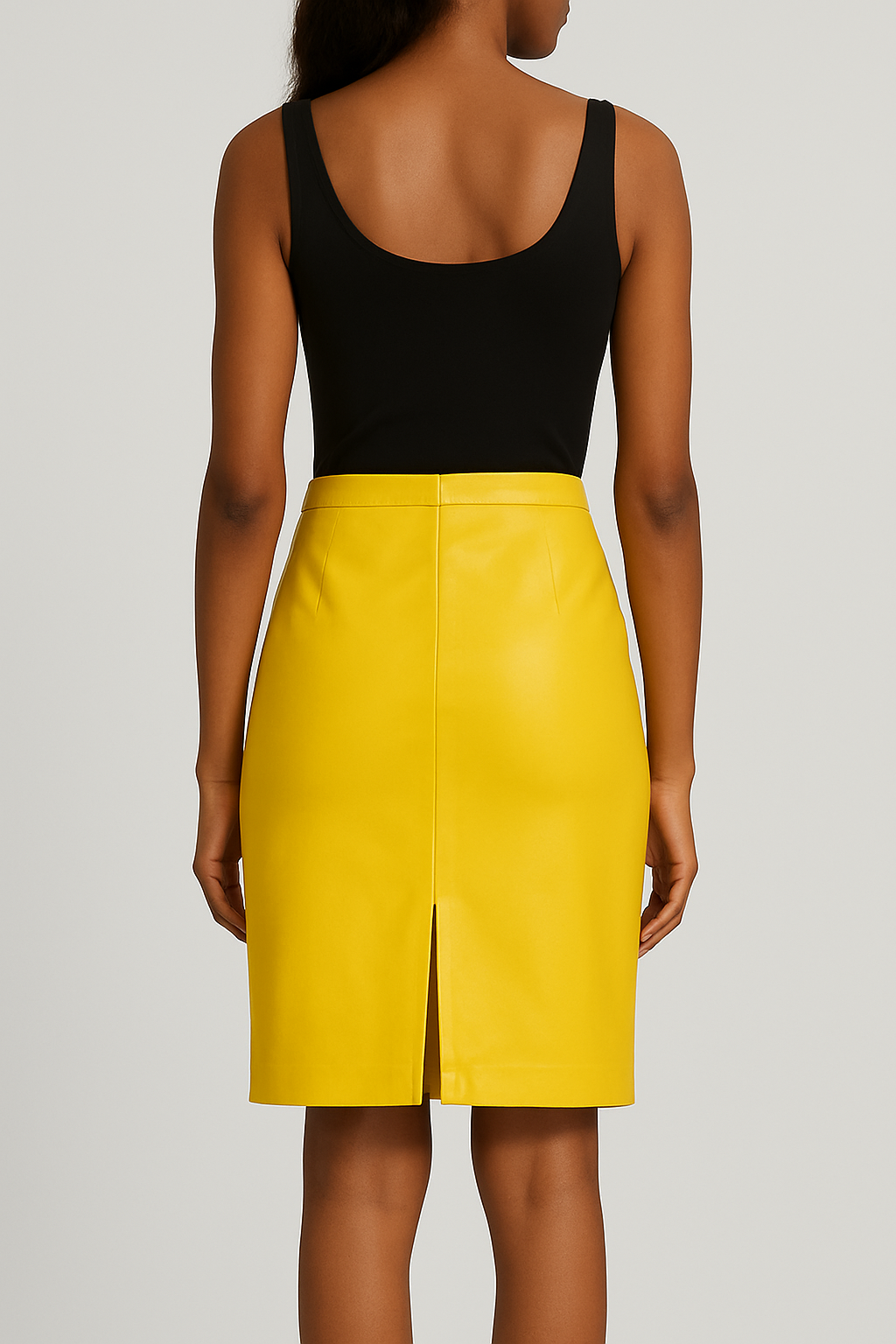 Jupe en cuir véritable – Jaune