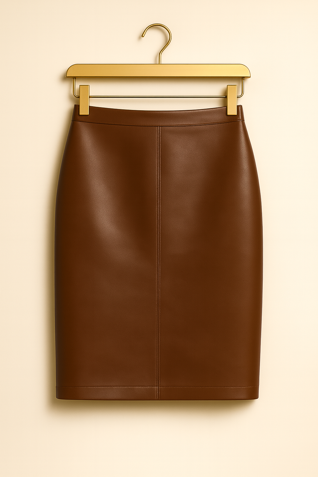 Jupe en cuir véritable – Cannelle foncée