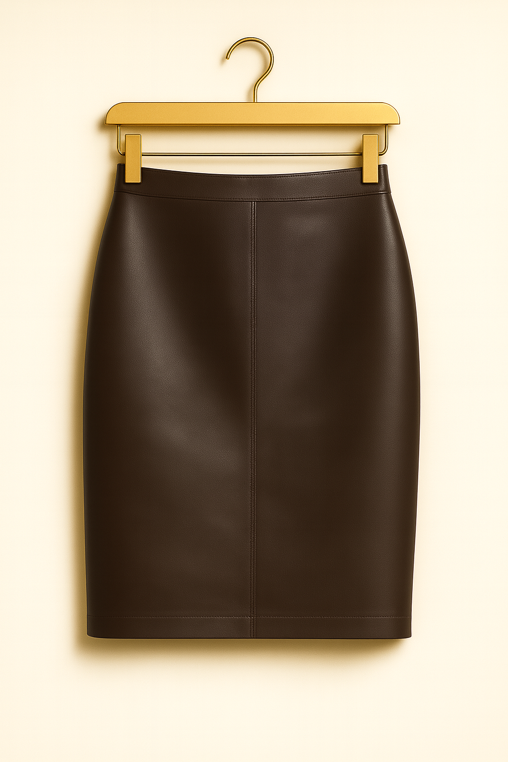Jupe en cuir véritable – Marron chocolat