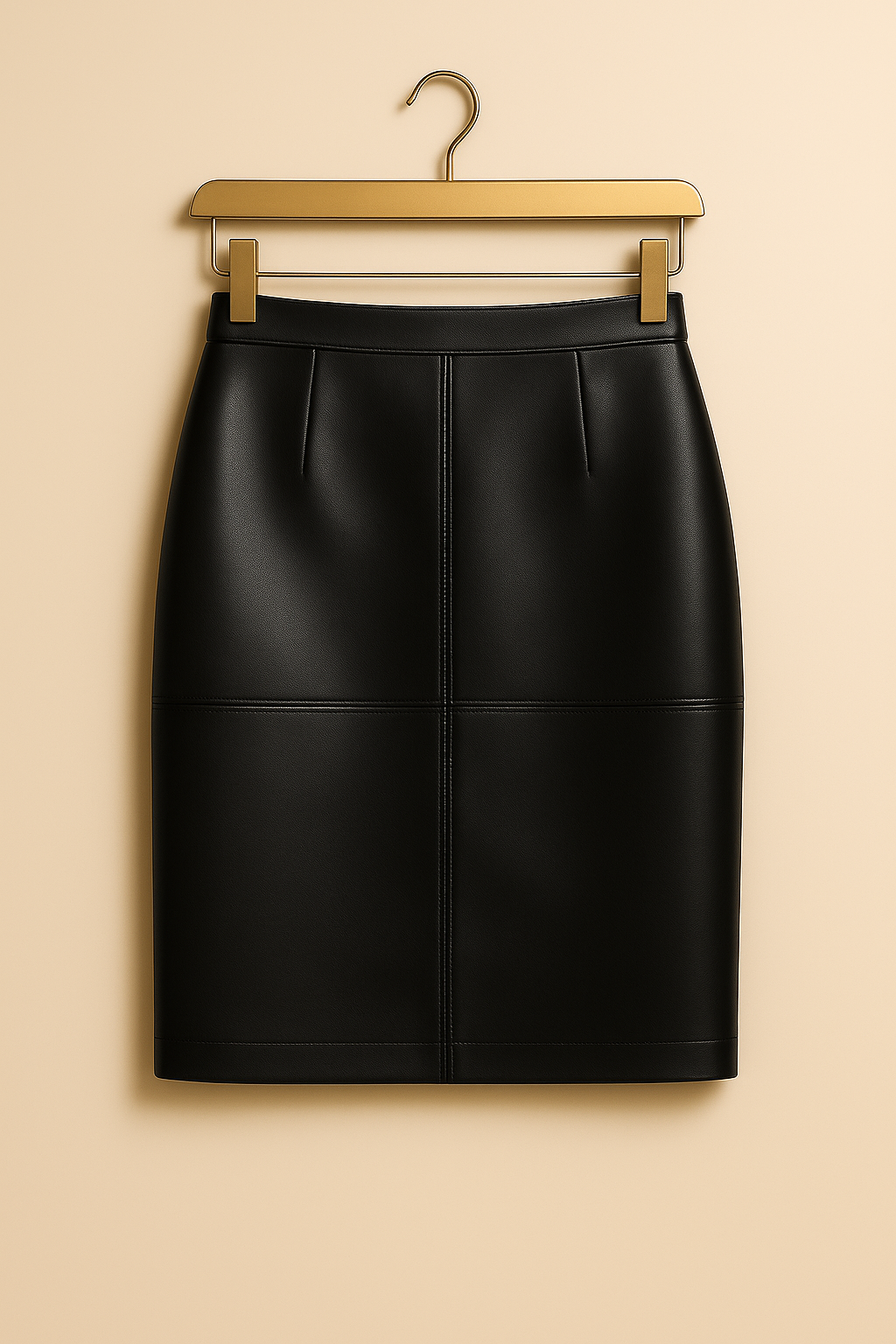 Jupe en cuir véritable – Noir