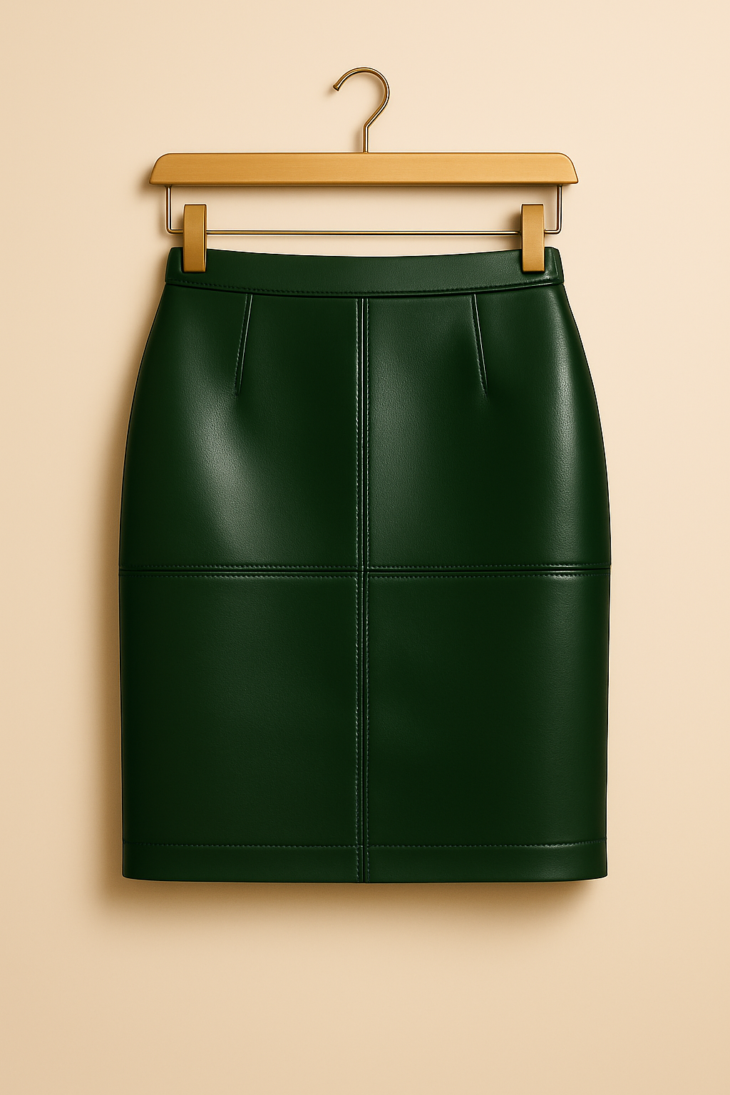 Jupe en cuir véritable – Vert bouteille