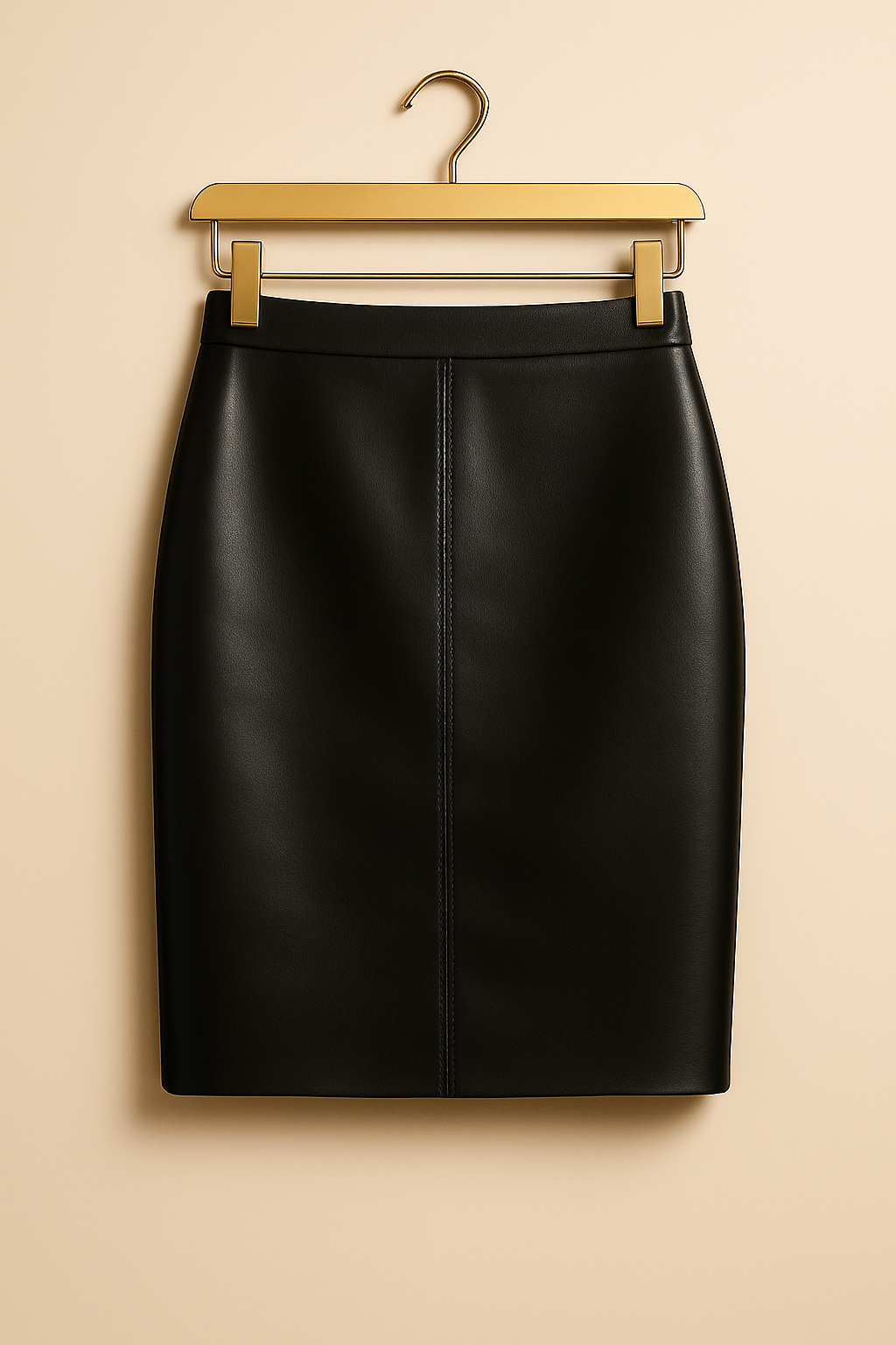Jupe en cuir véritable – Noir intense