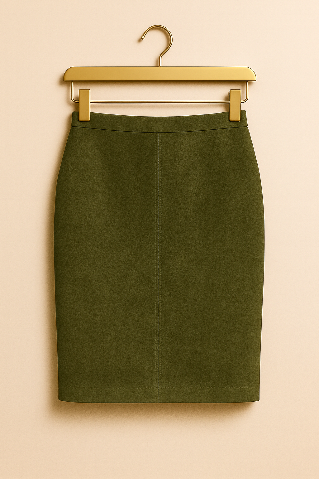 Jupe Crayon en Daim – Vert Olive