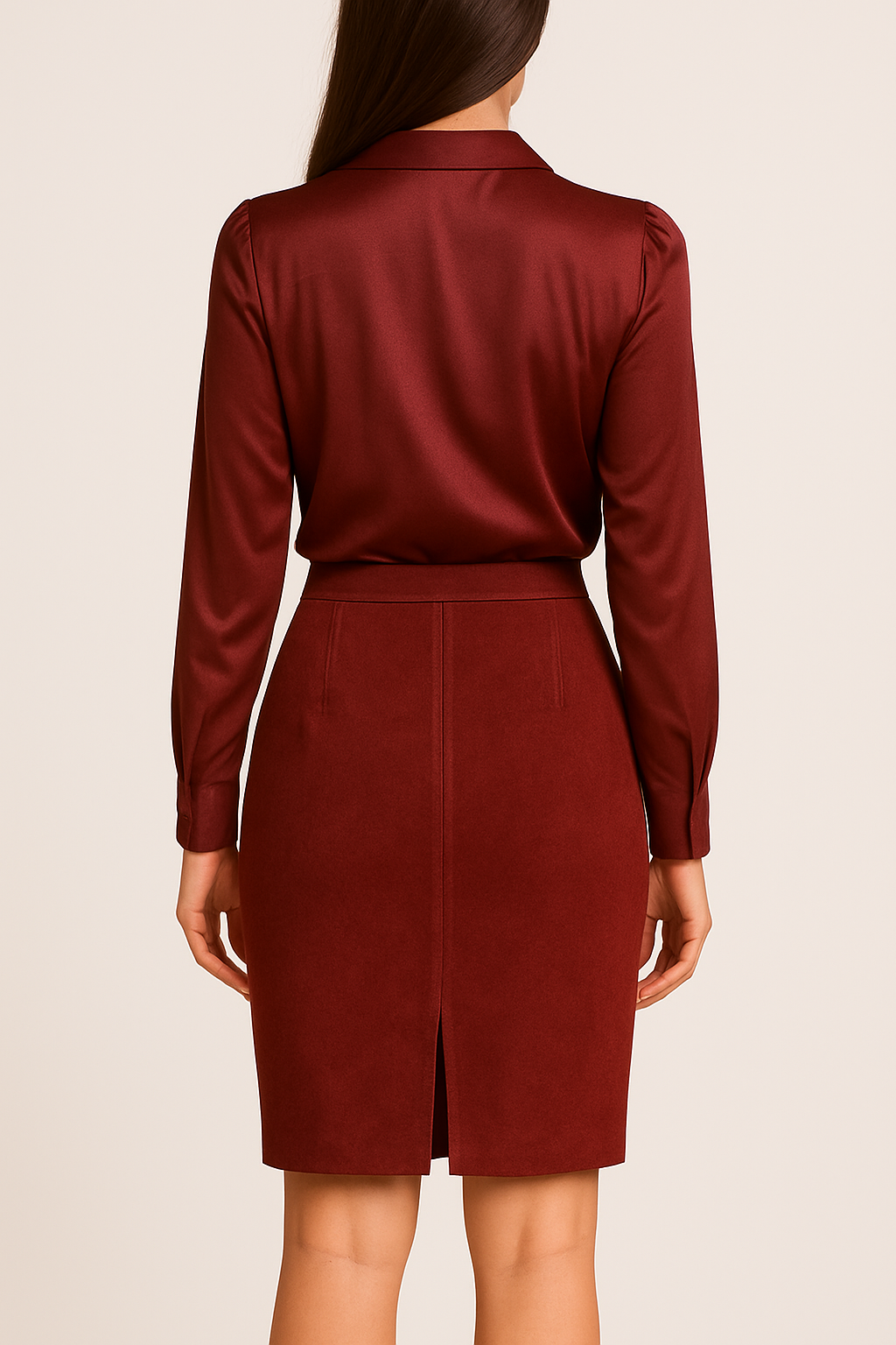 Jupe Crayon en Daim – Bordeaux