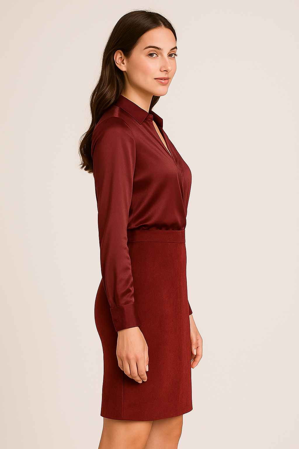 Jupe Crayon en Daim – Bordeaux