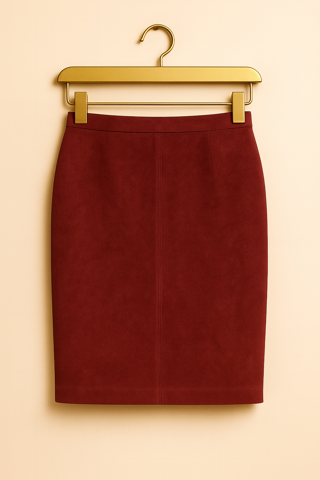 Jupe Crayon en Daim – Bordeaux