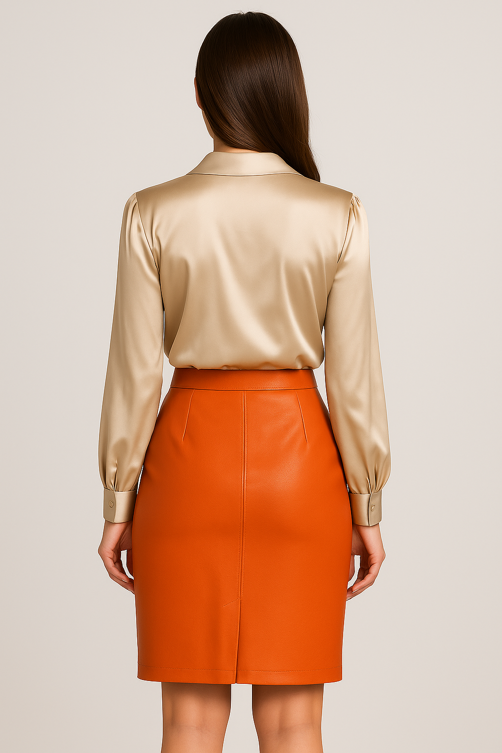 Jupe en cuir véritable – Orange