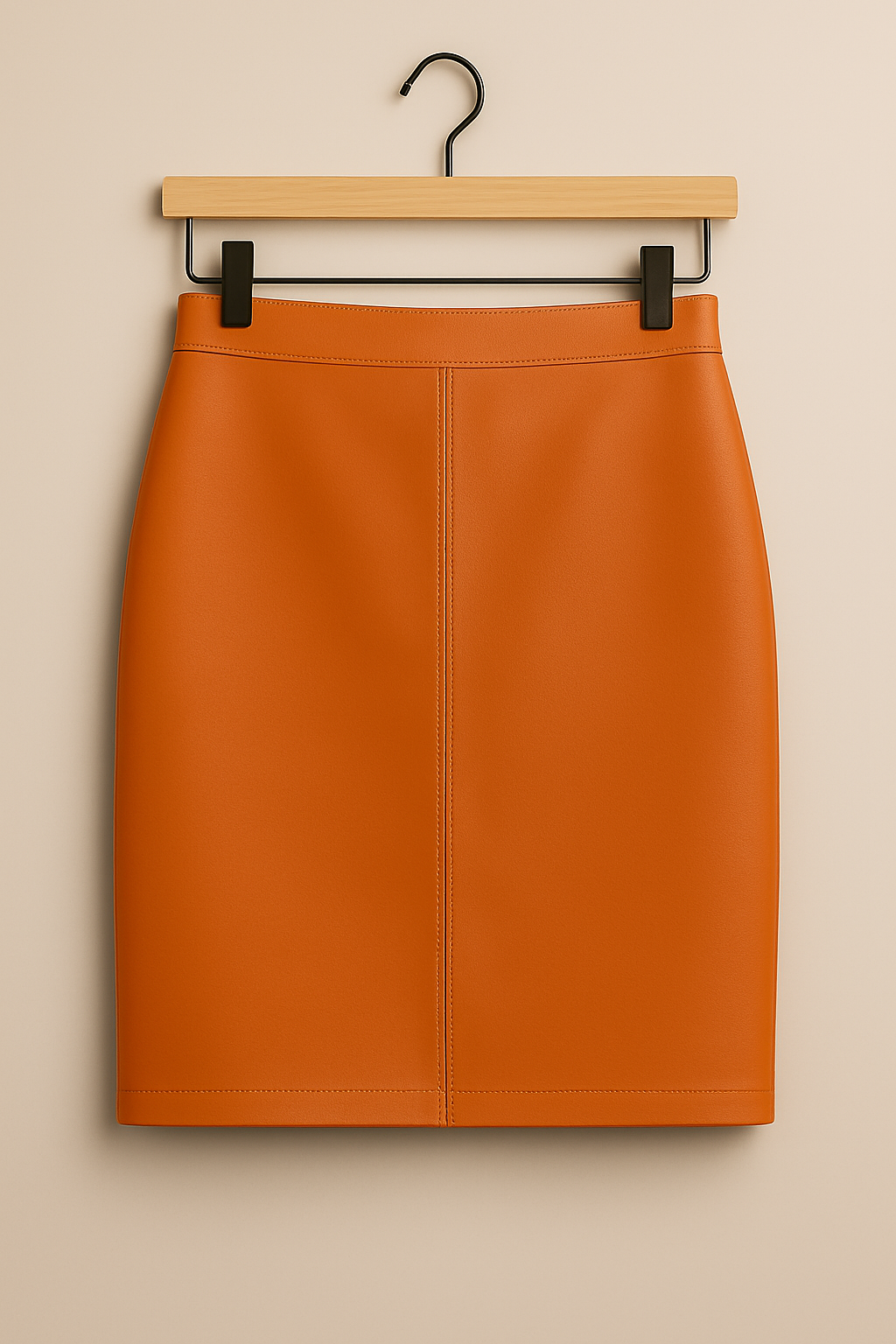 Jupe en cuir véritable – Orange