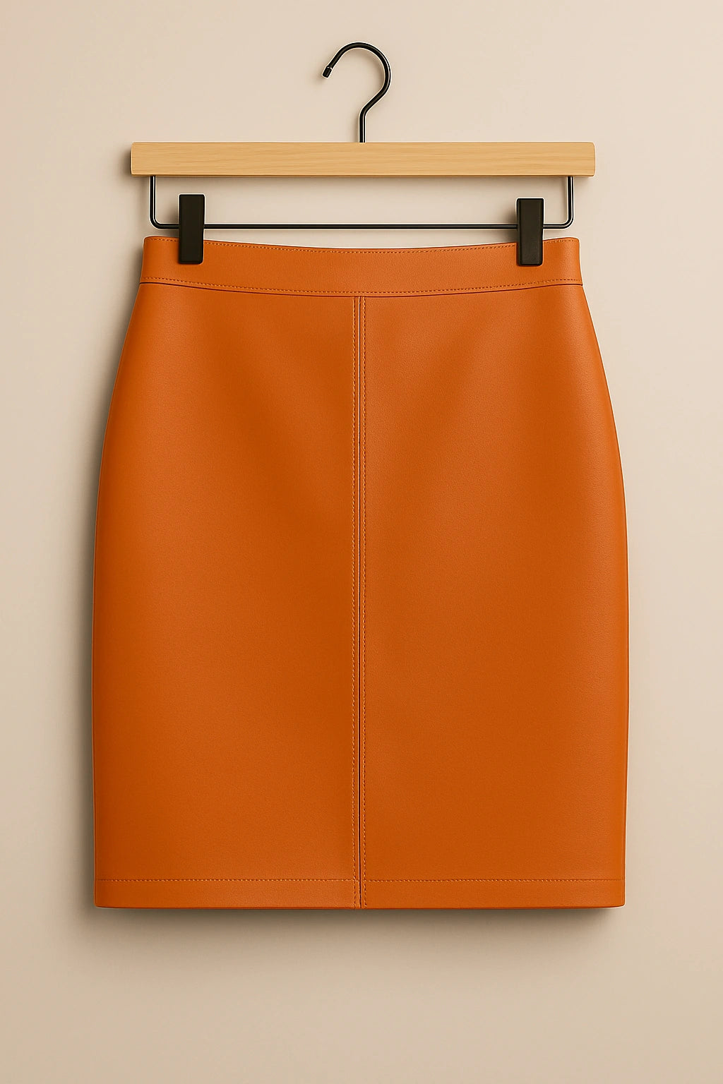Jupe Cuir Véritable Orange Cuiriva - Détail cuir