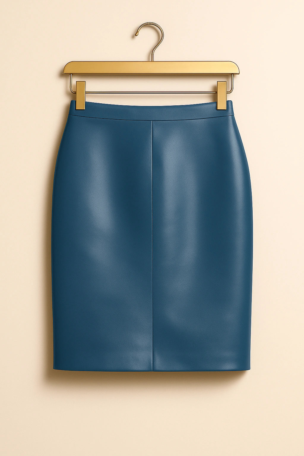 Jupe Cuir Véritable Bleu Acier Cuiriva - Détail cuir