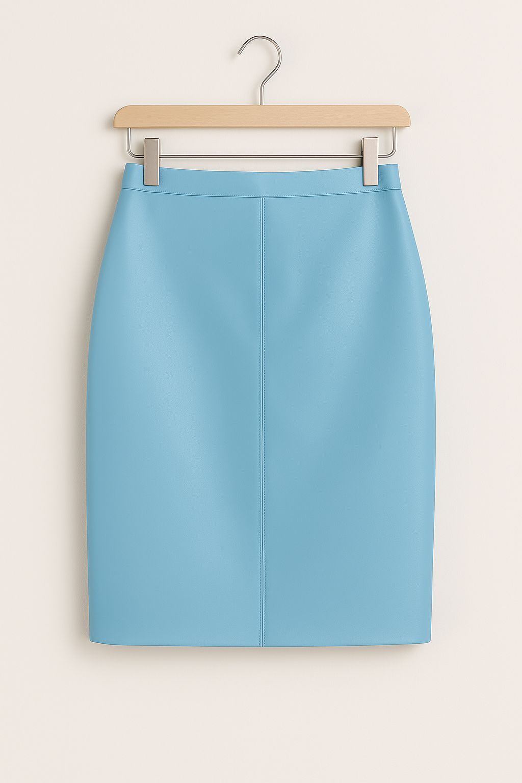 Jupe en cuir véritable – Bleu ciel