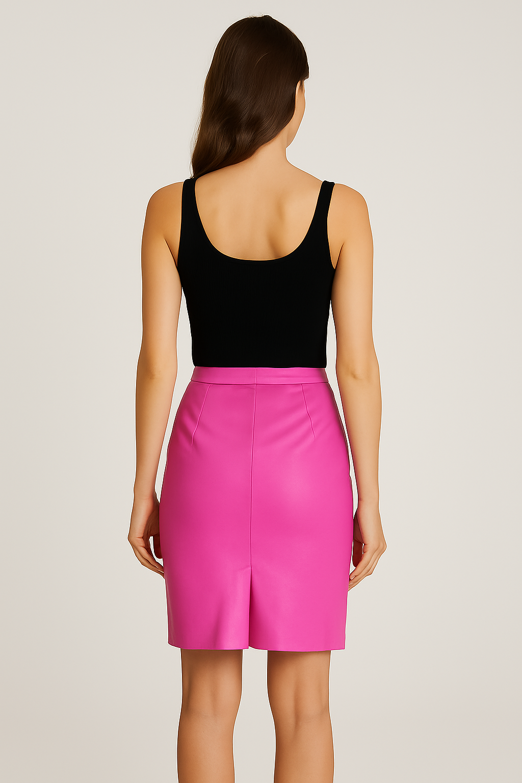 Jupe en cuir véritable – Fuchsia