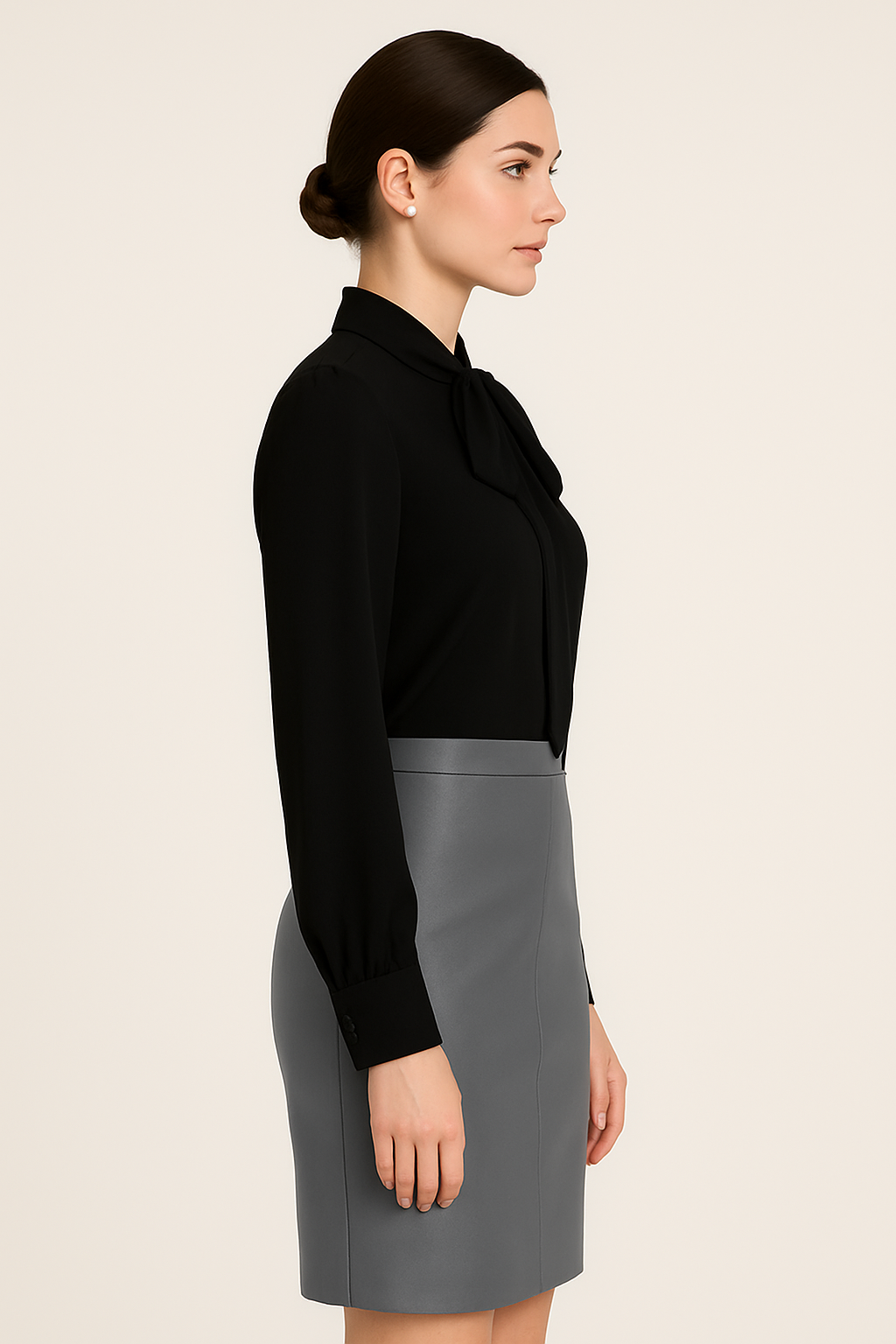 Jupe en cuir véritable – Gris perle