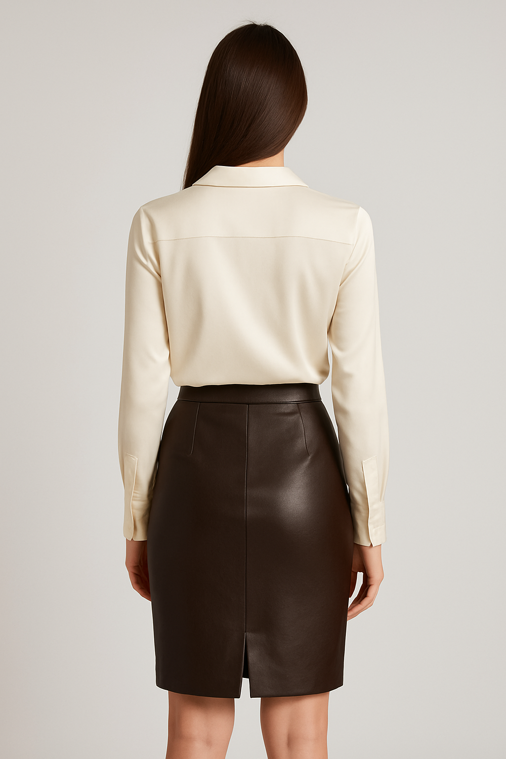 Jupe en cuir véritable – Marron chocolat