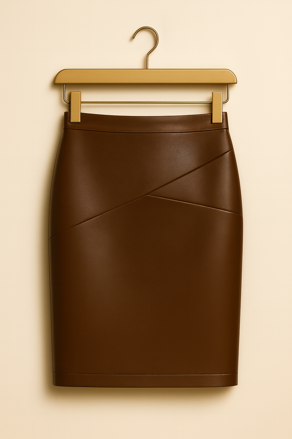 Jupe en cuir véritable – Marron chocolat