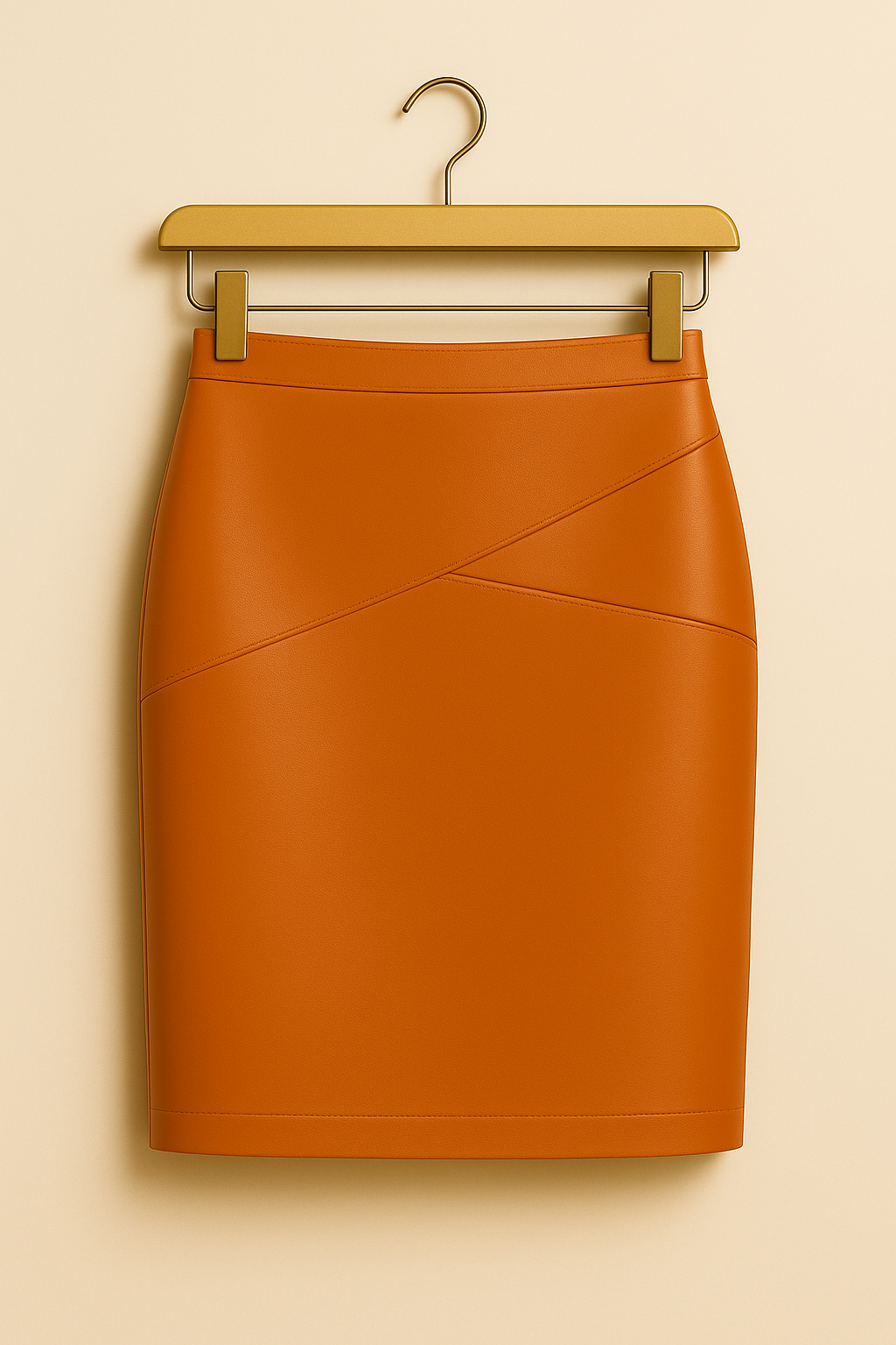 Jupe en cuir véritable – Orange cuivré